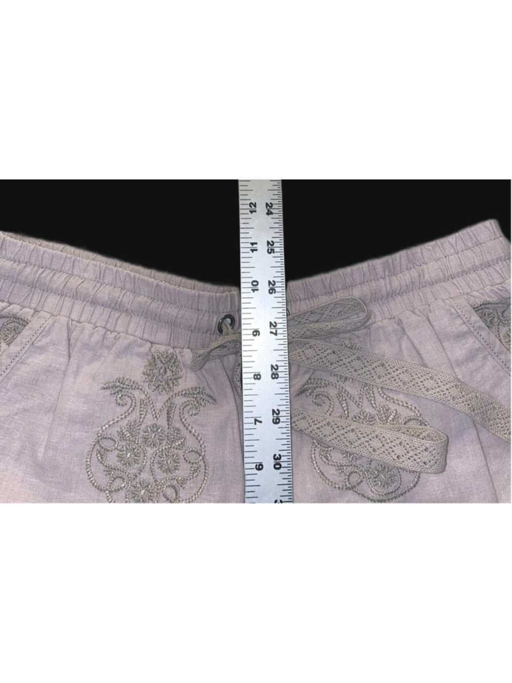 Anthropologie Mermaid Womens Linen Blend Printed Embroidered Pull-On Shorts XS - Picture 7 of 8